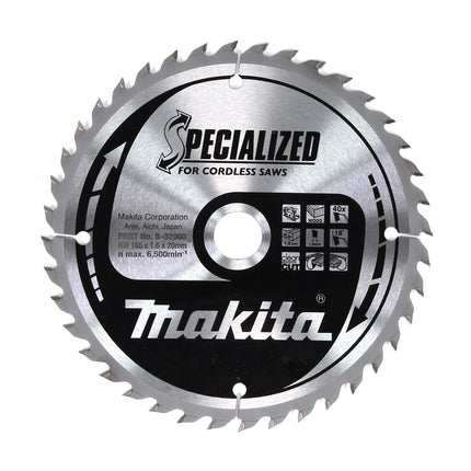 Makita SPECIALIZED Kreissägeblatt für Holz 165 x 20 x 1,6 mm 40 Zähne ( B-32960 ) - Toolbrothers