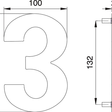 EDI Hausnummer Ziffer 3 Edelstahl matt ( 3000261318 )