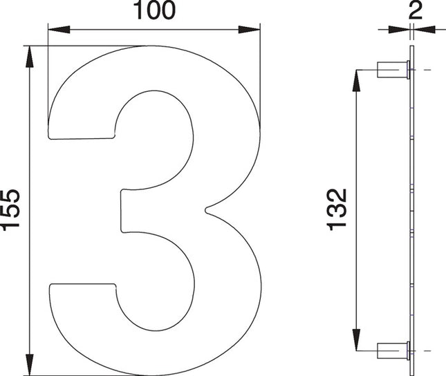 EDI numero civico 3 acciaio inox opaco ( 3000261318 )