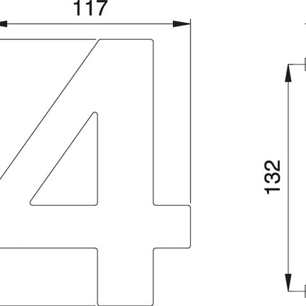 Numero civico EDI cifra 4 acciaio inox opaco ( 3000261319 )