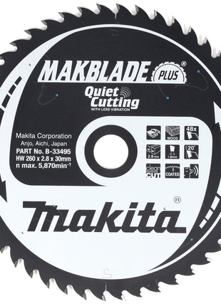 Makita MAKBLADE PLUS Kreissägeblatt für Holz 260 x 30 x 2,8 mm 48 Zähne ( B-33495 ) - Toolbrothers