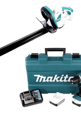 Kit combiné Makita taille-haie sans fil UH 480 DZ + perceuse sans fil DF 347 DWE 14,4 V + 2x batterie 1,5 Ah + chargeur