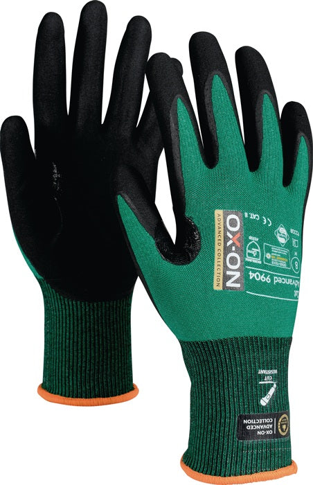 Guantes de protección contra cortes OX-ON Cut Advanced 9904 talla 8 negro/verde (4000391372)