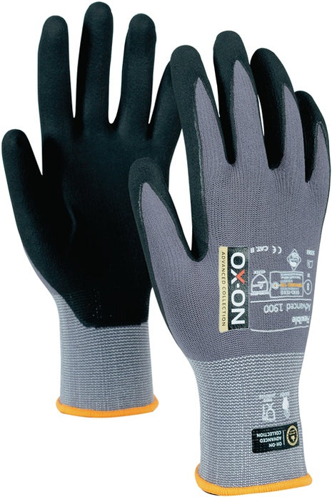 Guantes OX-ON Flexible Advanced 1900 talla 8 negro/gris claro (4000391379)