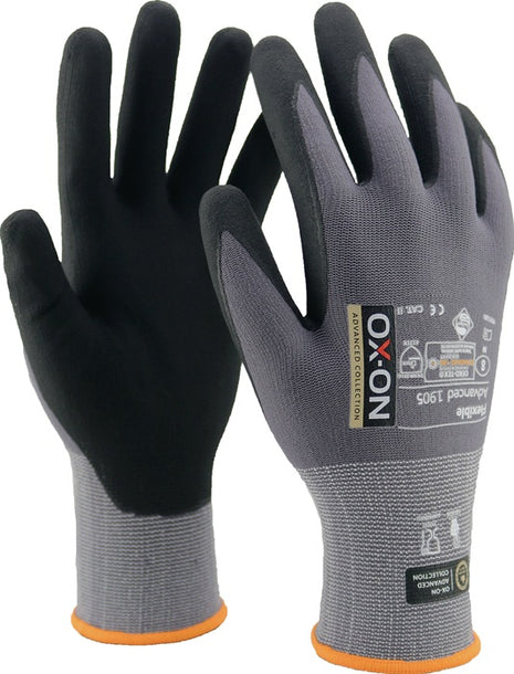 OX-ON Gants Flexible Advanced 1905 Taille 9 noir/gris clair ( 4000391387 )