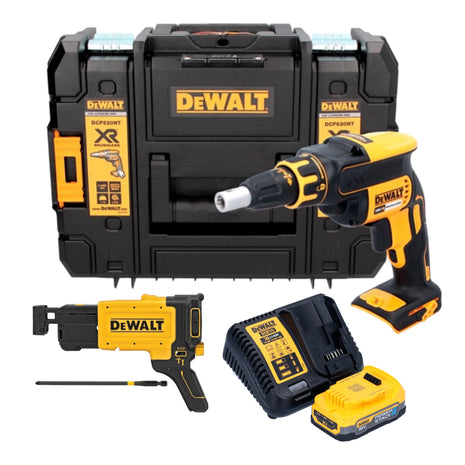 DeWalt DCF 620 E1T Akku Trockenbauschrauber 18 V 30 Nm Brushless + 1x Powerstack Akku 1,7 Ah + Ladegerät + TSTAK