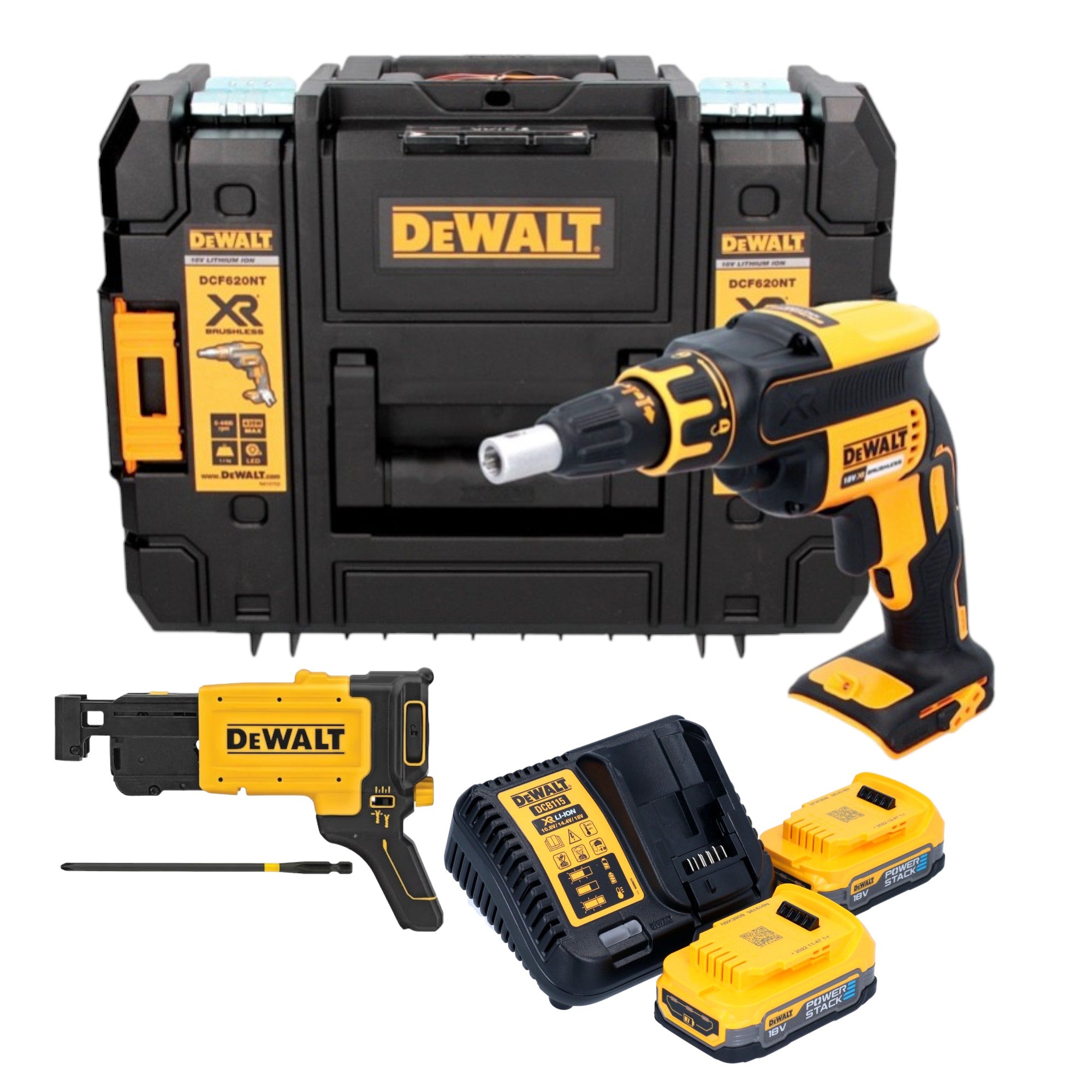 DeWalt DCF 620 E2T Akku Trockenbauschrauber 18 V 30 Nm Brushless 2x Powerstack Akku 1 7 Ah Ladegeraet TSTAK 0 - toolbrothers
