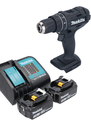 Makita DHP 482 SFB Akku Schlagbohrschrauber 18 V 62 Nm Schwarz + 2x Akku 3,0 Ah + Ladegerät