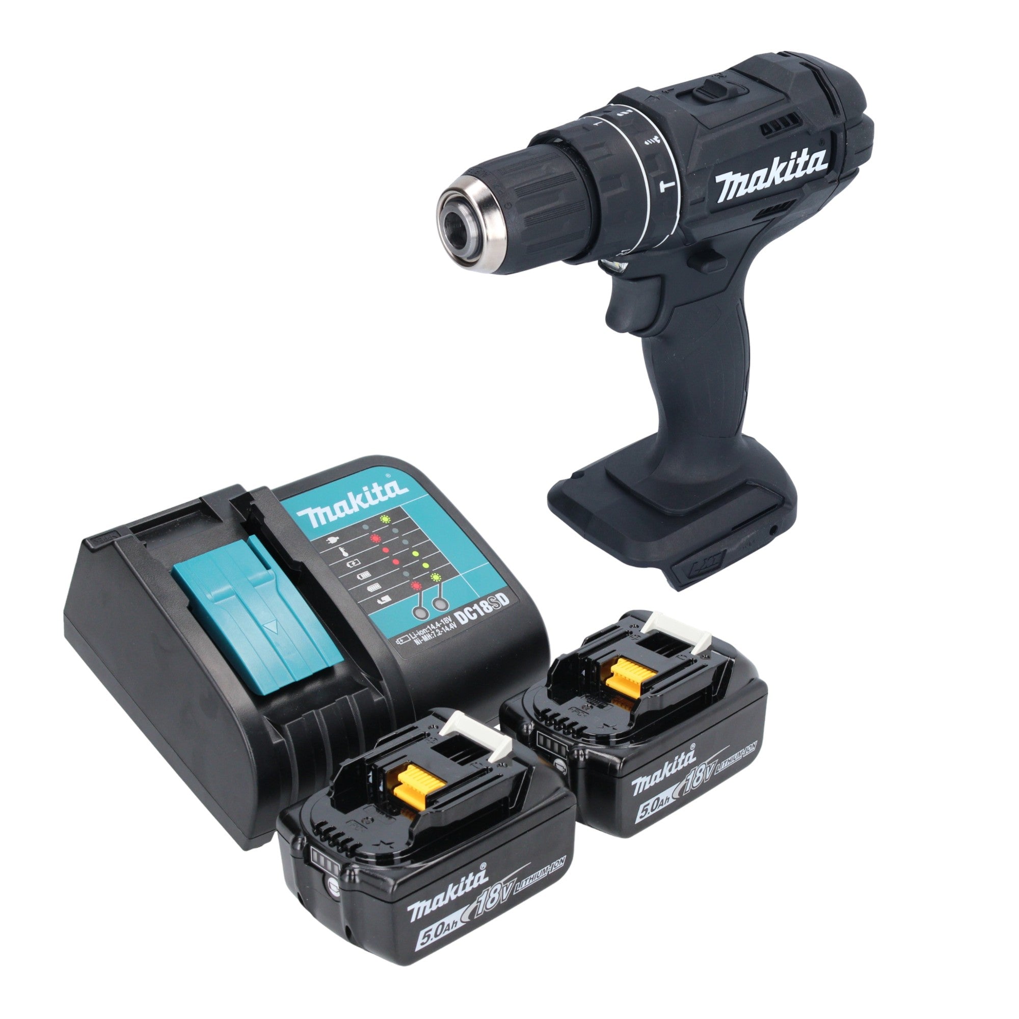 Makita DHP 482 STB Akku Schlagbohrschrauber 18 V 62 Nm Schwarz 2x Akku 5 0 Ah Ladegeraet 0 - toolbrothers