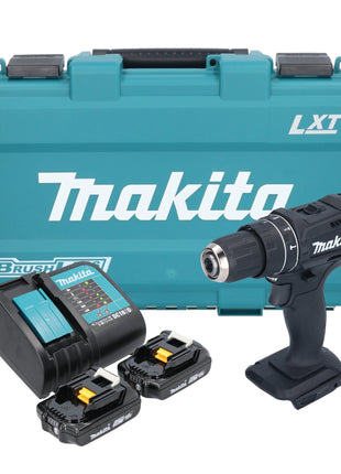 Makita DHP 482 SAKB akumulatorowa wiertarko-wkrętarka udarowa 18 V 62 Nm czarna + 2x akumulator 2,0 Ah + ładowarka + walizka