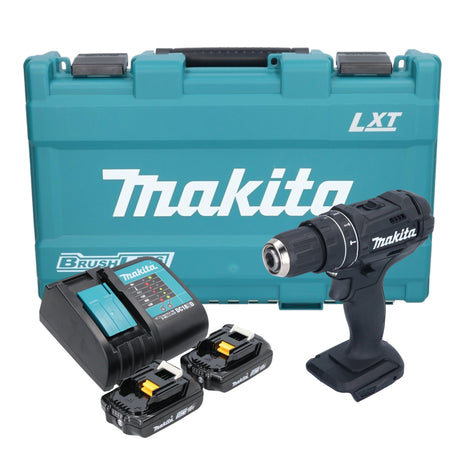 Makita DHP 482 SAKB taladro percutor inalámbrico 18 V 62 Nm negro + 2x baterías 2,0 Ah + cargador + estuche