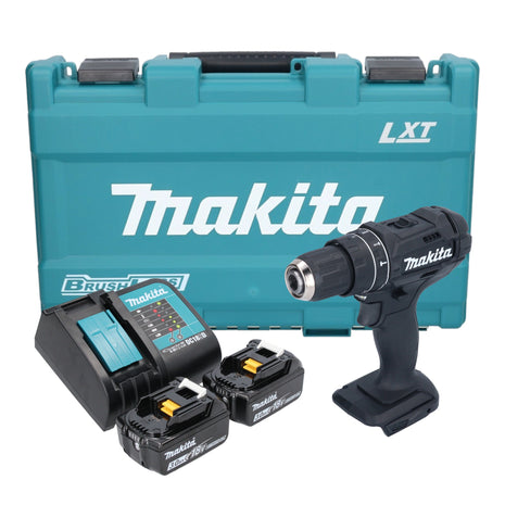 Makita DHP 482 SFKB akumulatorowa wiertarko-wkrętarka udarowa 18 V 62 Nm czarna + 2x akumulator 3,0 Ah + ładowarka + walizka