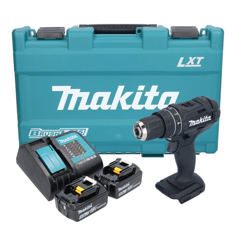 Makita DHP 482 STKB akumulatorowa wiertarko-wkrętarka udarowa 18 V 62 Nm czarna + 2x akumulator 5,0 Ah + ładowarka + walizka