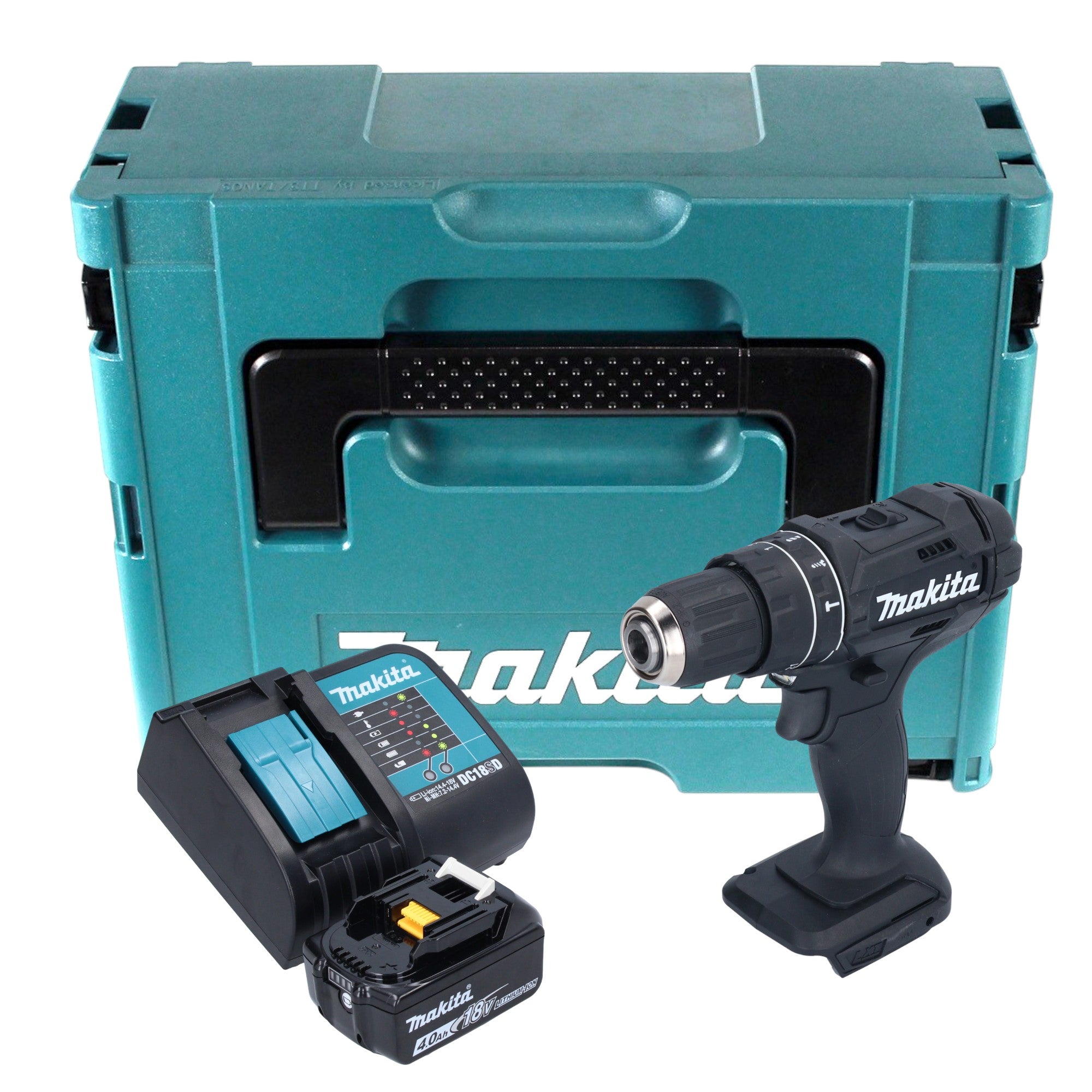 Makita DHP 482 SM1JB Akku Schlagbohrschrauber 18 V 62 Nm Schwarz 1x Akku 4 0 Ah Ladegeraet Makpac 0 - toolbrothers
