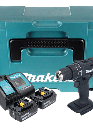 Makita DHP 482 STJB taladro percutor inalámbrico 18 V 62 Nm negro + 2x baterías 5,0 Ah + cargador + Makpac