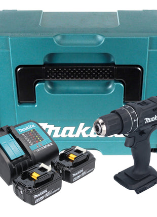 Makita DHP 482 SGJB Perceuse-visseuse à percussion sans fil 18 V 62 Nm noir + 2x batterie 6,0 Ah + chargeur + Makpac