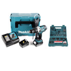 Makita DHP 458 RTJ Akku Schlagbohrschrauber 18V 91Nm im Makpac + 2x 5,0 Ah Akku + Ladegerät + Makita Bit & Bohrer-Set 100-teilig - Toolbrothers