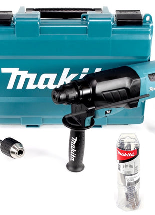 Makita HR 2630 X7 - 800 Watt 2,4 Joule Bohrhammer mit SDS - Plus Aufnahme im Koffer + Makita SDS-VPlus Bohrerset 12 tlg. - Toolbrothers