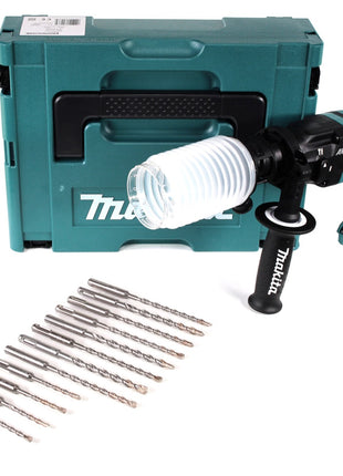 Makita HR 1841 FJ Bohrhammer 470 W SDS-Plus inkl. Koffer + Staubschutz + SDS-VPlus Bohrerset 12 tlg. - Toolbrothers