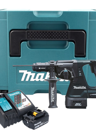 Makita DHR 243 RM1J B Akku Kombihammer 18 V 2,0 J SDS-Plus schwarz + 1x Akku 4,0 Ah + Ladegerät + Schnellwechselfutter + Makpac