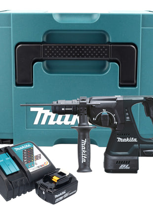 Makita DHR 243 RG1J B Akku Kombihammer 18 V 2,0 J SDS-Plus schwarz + 1x Akku 6,0 Ah + Ladegerät + Schnellwechselfutter + Makpac