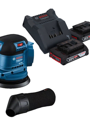 Bosch GEX 185-LI Professional Akku Exzenterschleifer 18 V 125 mm Brushless + 2x Akku 2,0 Ah + Ladegerät