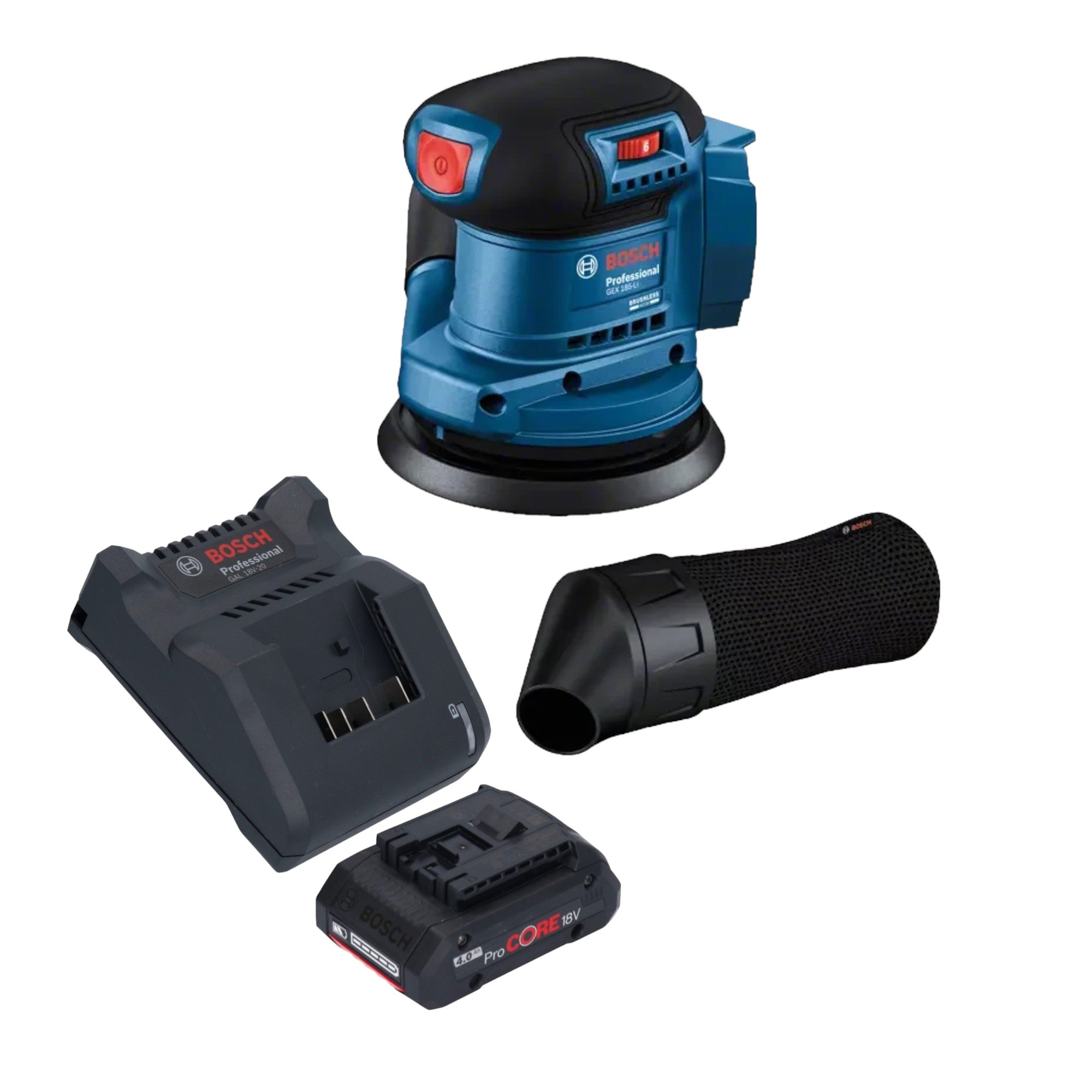 Bosch GEX 185 LI Professional Akku Exzenterschleifer 18 V 125 mm Brushless 1x ProCORE Akku 4 0 Ah Ladegeraet 0 - toolbrothers