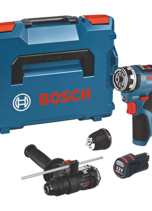 Bosch GSR 12V-35 FC Akku Bohrschrauber 12 V 35 Nm Brushless + 1x Akku 3,0 Ah + 2x Aufsatz + L-Boxx - ohne Ladegerät