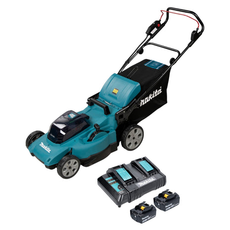 Cortacésped a batería Makita DLM 480 CM2 36 V (2x 18 V) 48 cm 62 l + 2x batería 4,0 Ah + cargador