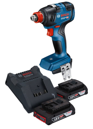 Bosch GDX 18V-200 Llave de impacto rotativa a batería profesional 18 V 200 Nm sin escobillas + 2x baterías 2,0 Ah + cargador