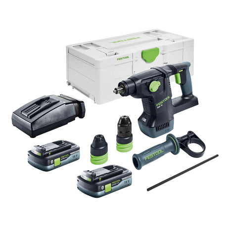 Festool KHC 18 EB-Basic marteau combiné sans fil 18 V 2.6 J SDS-Plus Brushless + 2x batterie 4.0 Ah + chargeur + systainer