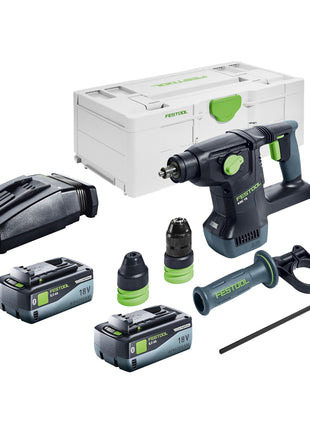 Festool KHC 18 EB-Basic marteau combiné sans fil 18 V 2.6 J SDS-Plus Brushless + 2x 8.0 Ah batterie + chargeur + systainer