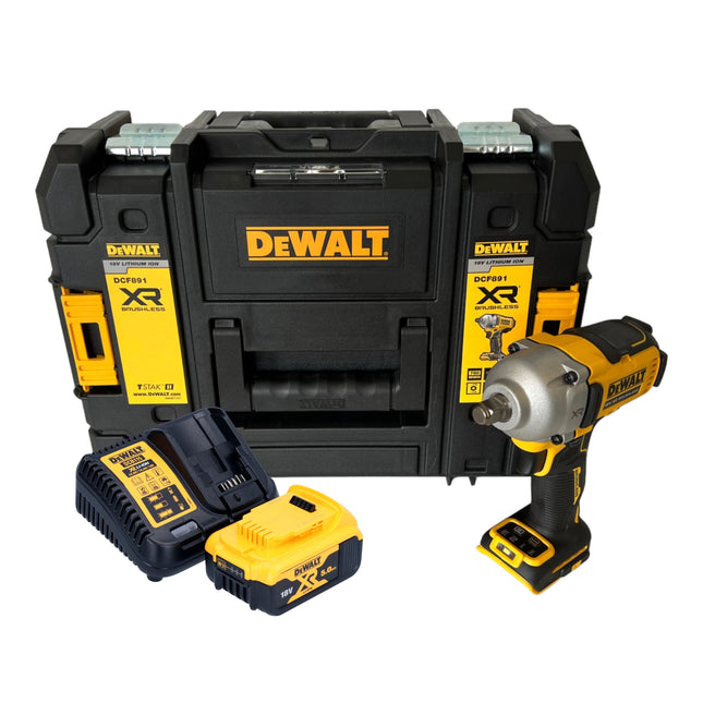 Avvitatore a impulsi a batteria DeWalt DCF 891 P1T 18 V 1084 Nm 1/2" senza spazzole + 1x batteria ricaricabile 5,0 Ah + caricatore + TSTAK