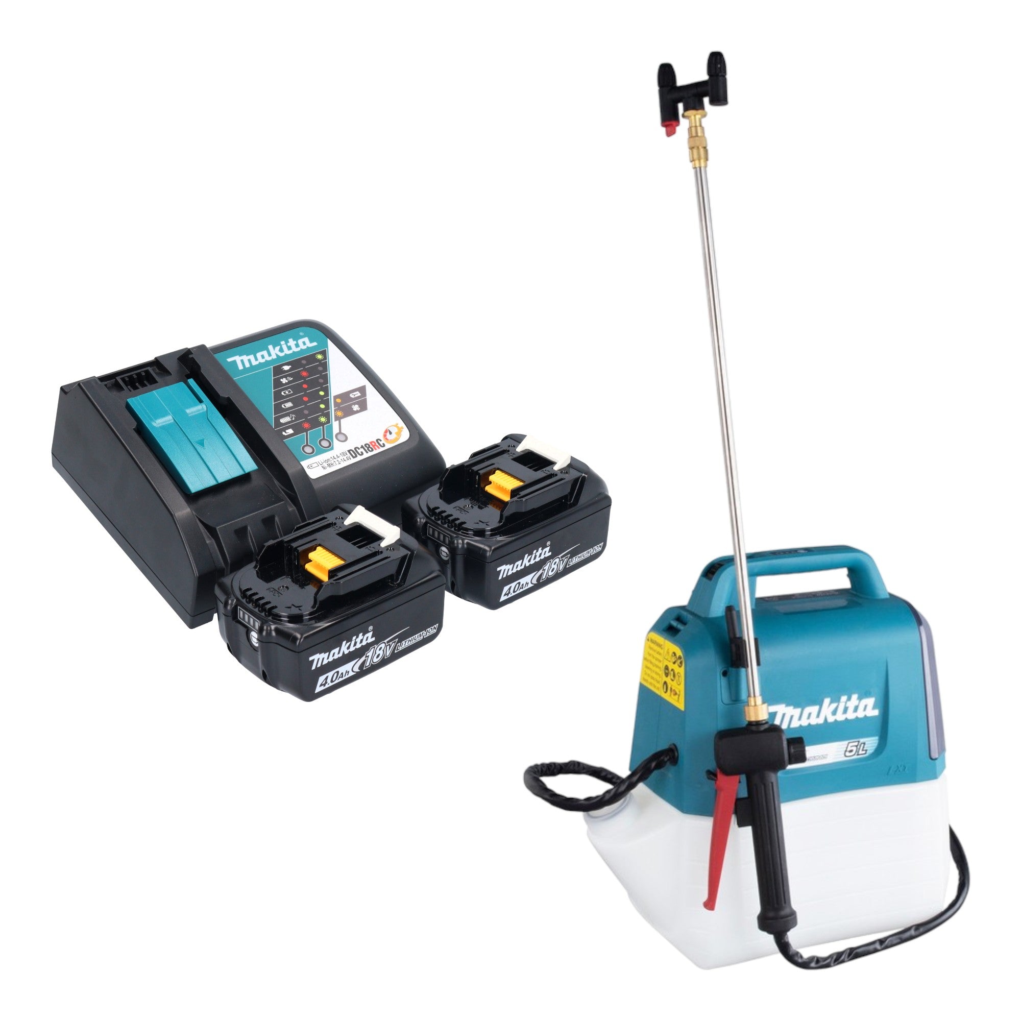 Makita DUS 054 RM2 Akku Druckspritze 18 V 5 0 l 3 0 bar 2x Akku 4 0 Ah Ladegeraet 0 - toolbrothers