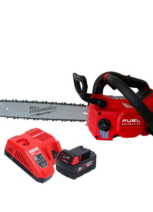 Tronçonneuse à batterie Milwaukee M18 FTCHS35-551 avec poignée supérieure 35 cm + 1x batterie 5,0 Ah + chargeur