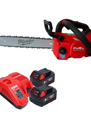 Motosierra con mango superior a batería Milwaukee M18 FTCHS35-552 35 cm + 2x baterías 5,0 Ah + cargador