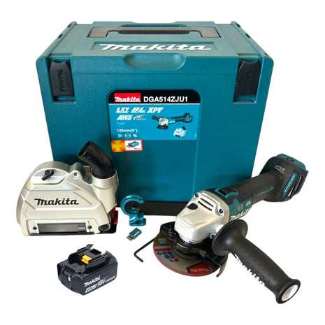 Makita DGA 514 M1JU1 Akumulatorowa szlifierka kątowa 18 V 125 mm bezszczotkowa + 1x akumulator 4,0 Ah + Makpac - bez ładowarki