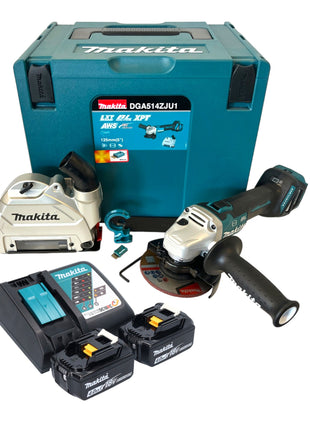 Meuleuse d'angle sur batterie Makita DGA 514 RMJU1 18 V 125 mm sans balais + 2x batteries 4,0 Ah + chargeur + Makpac