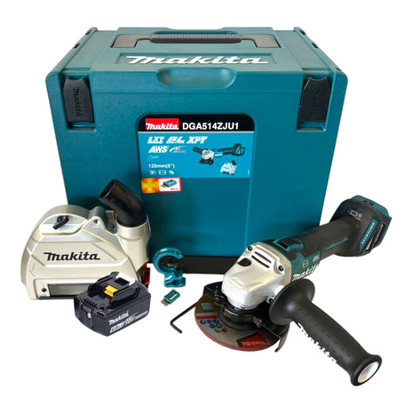 Makita DGA 514 G1JU1 Smerigliatrice angolare a batteria 18 V 125 mm senza spazzole + 1x batteria ricaricabile 6,0 Ah + Makpac - senza caricabatterie