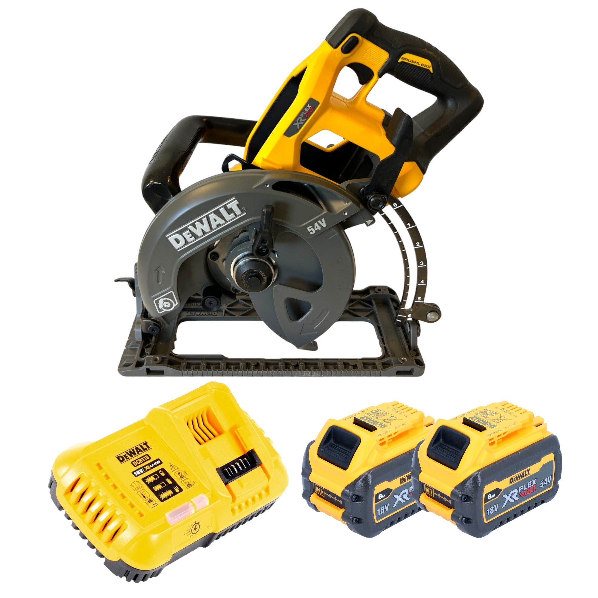 DeWalt DCS 577 T2 Akku Handkreissaege 54 V FlexVolt 190 mm Brushless 2x Akku 6 0 Ah Ladegeraet 0 - toolbrothers