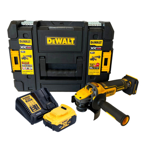 Amoladora angular a batería DeWalt DCG 409 P1T 18 V 125 mm sin escobillas + 1x batería 5,0 Ah + cargador + TSTAK