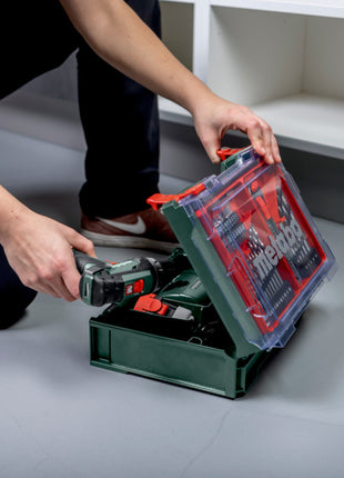 Metabo Powermaxx BS Basic Set Perceuse-visseuse sans fil 12 V 34 Nm ( 600080710 ) + 2x batterie 2,0 Ah + chargeur + 41 pcs. kit d'accessoires + coffret