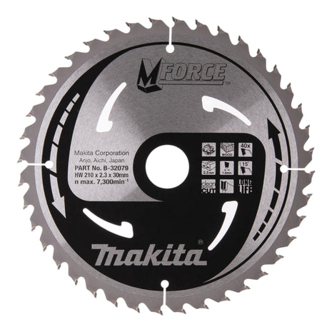 Makita M-FORCE lame circulaire 210 x 30 x 2,3 mm 40 dents ( B-32079 ) pour bois