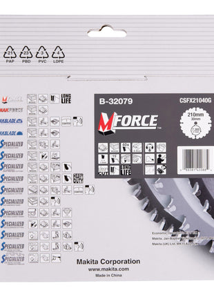 Tarcza pilarska Makita M-FORCE 210 x 30 x 2,3 mm 40 zębów ( B-32079 ) do drewna