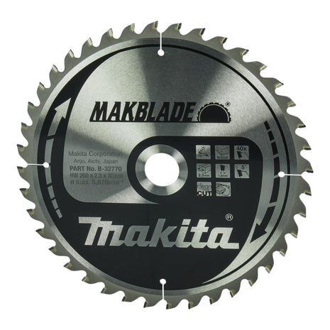 Lama circolare Makita MAKBLADE 260 x 30 x 2,3 mm 40 denti ( B-32770 ) per legno