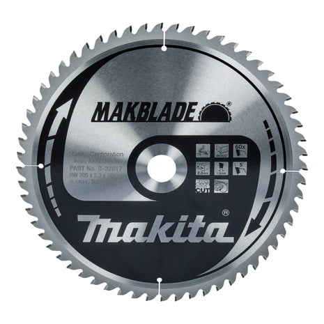 Hoja de sierra circular Makita MAKBLADE 305 x 30 x 2,3 mm 60 dientes (B-32817) para madera