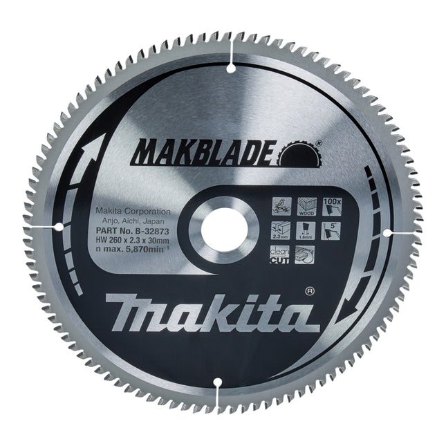 Lama circolare Makita MAKBLADE 260 x 30 x 2,3 mm 100 denti ( B-32873 ) per legno