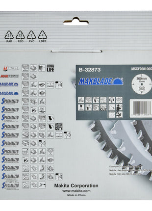 Piła tarczowa Makita MAKBLADE 260 x 30 x 2,3 mm 100 zębów ( B-32873 ) do drewna