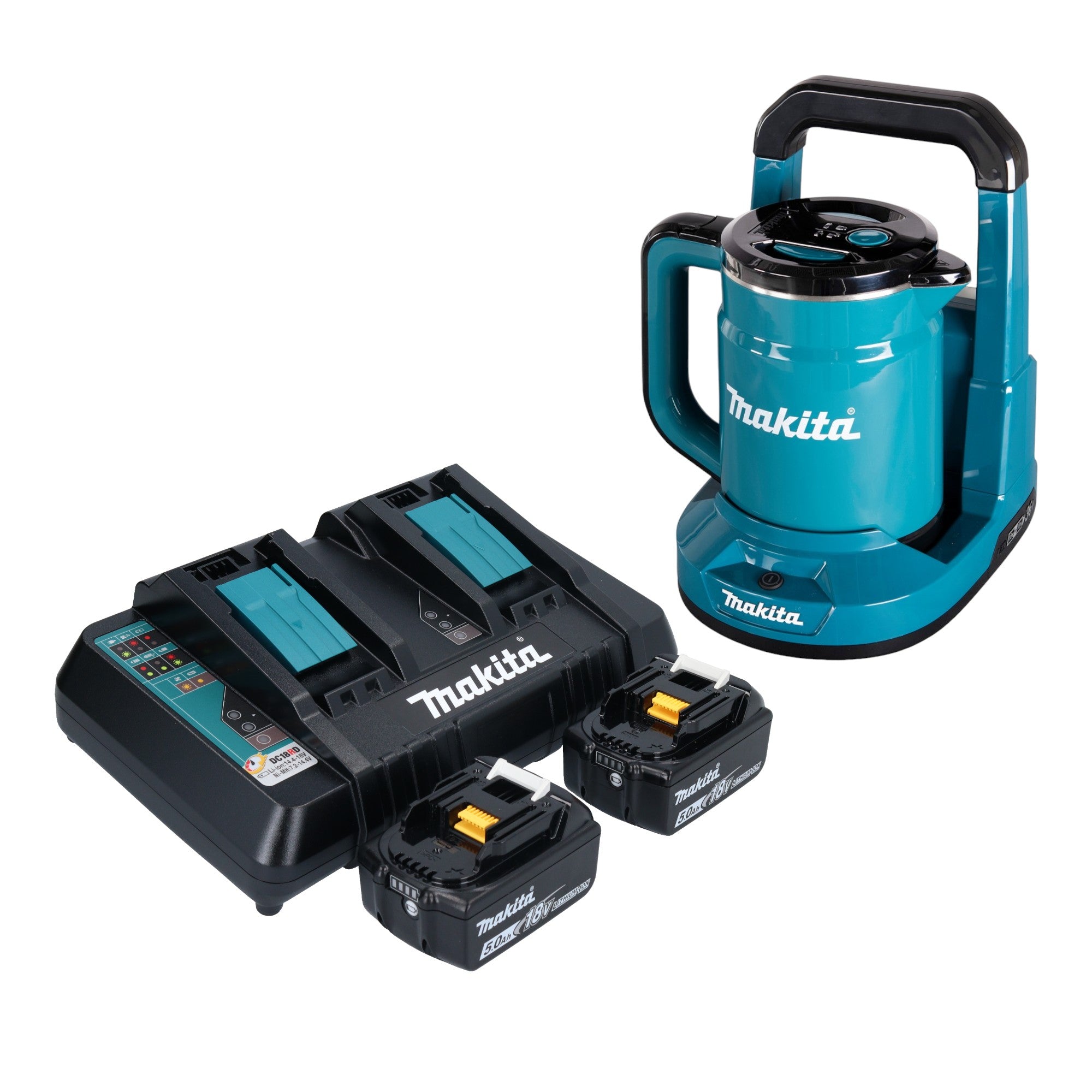 Makita DKT 360 PT2 Akku Wasserkocher 36 V 2x 18 V 0 8 L 2x Akku 5 0 Ah Doppelladegeraet 0 - toolbrothers