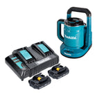 Makita DKT 360 CY2 Akku Wasserkocher 36 V ( 2x 18 V ) 0,8 L  + 2x Akku 1,5 Ah + Doppelladegerät